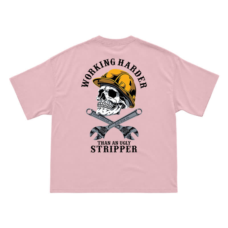 Blue Collar Skull and Wrench Oversized Back Graphic T-Shirt - Pink - US16-18(2XL) - image 8