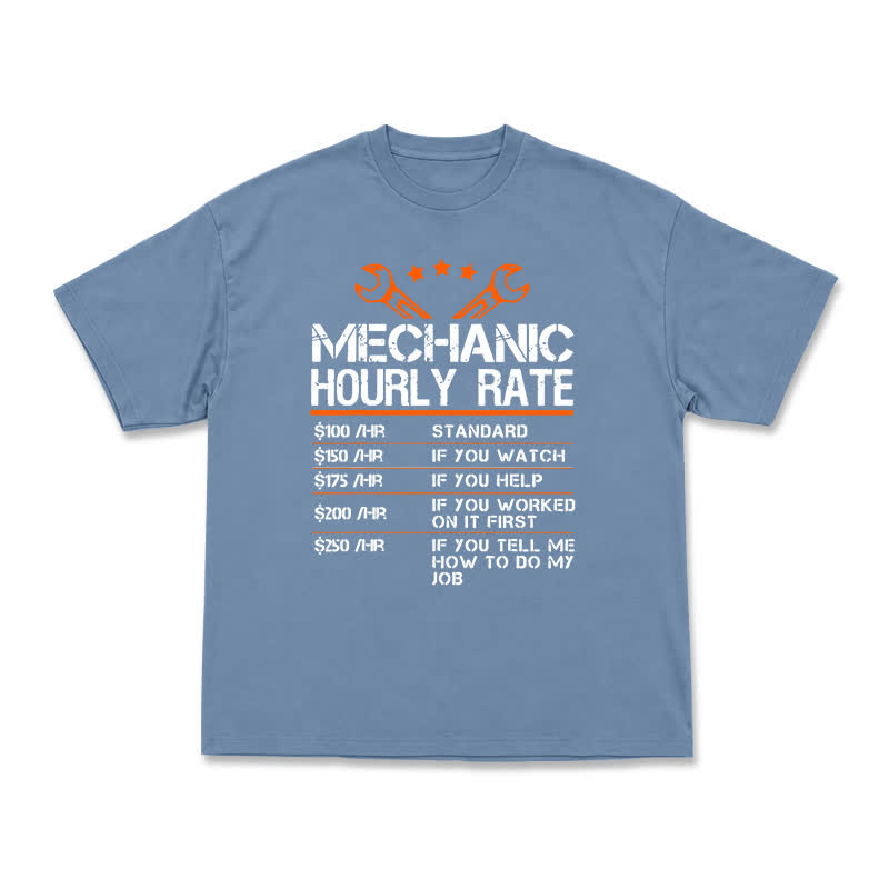 Vintage Mechanic Hourly Rate Graphic Crewneck T-Shirt - Dusty Blue - US16-18(2XL) - image 11