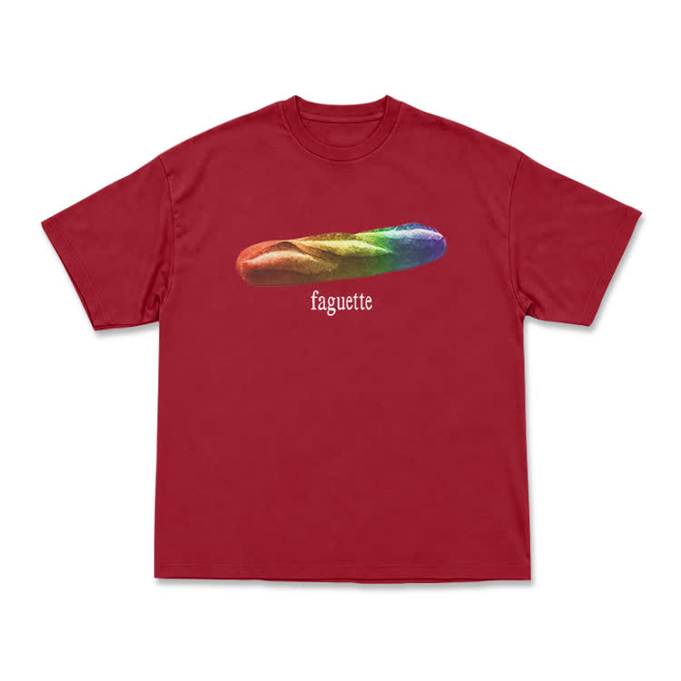 Playful Rainbow Baguette Graphic T-Shirt - Red - US16-18(2XL) - image 7