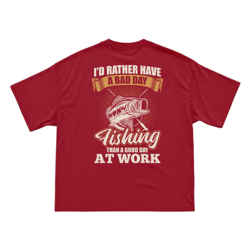 Retro Angler Slogan Back Print Graphic T-Shirt - Red - US16-18(2XL) - image 13