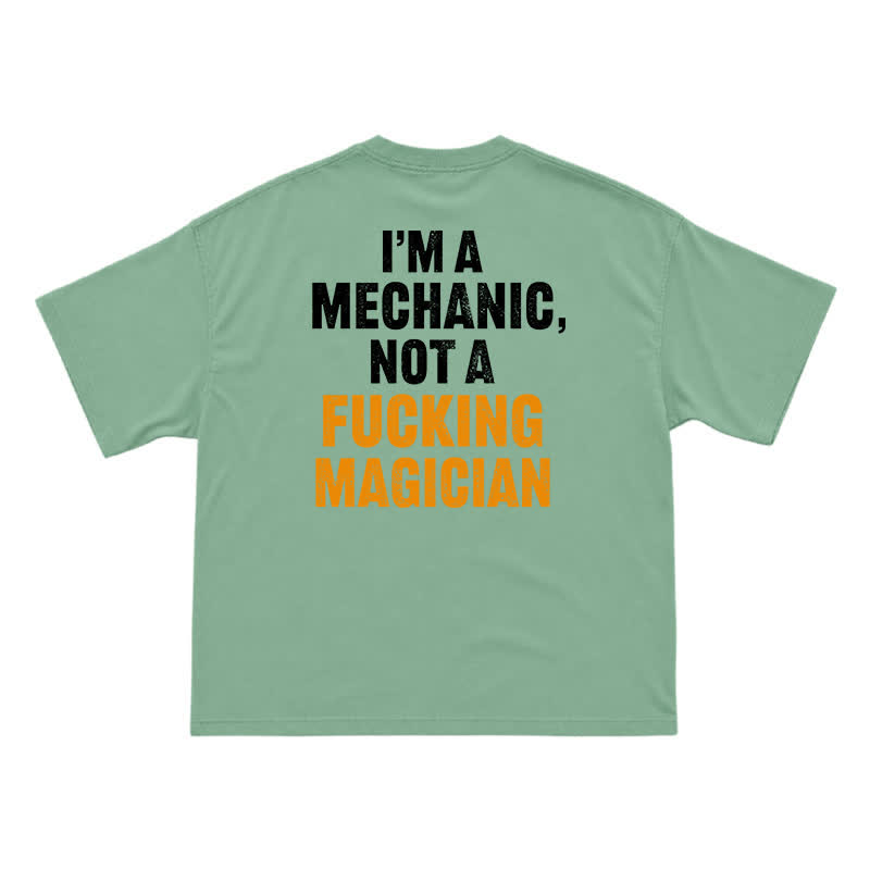 Relaxed Fit Mechanic Attitude Graphic Back Print T-Shirt - Light Green - US16-18(2XL) - image 6