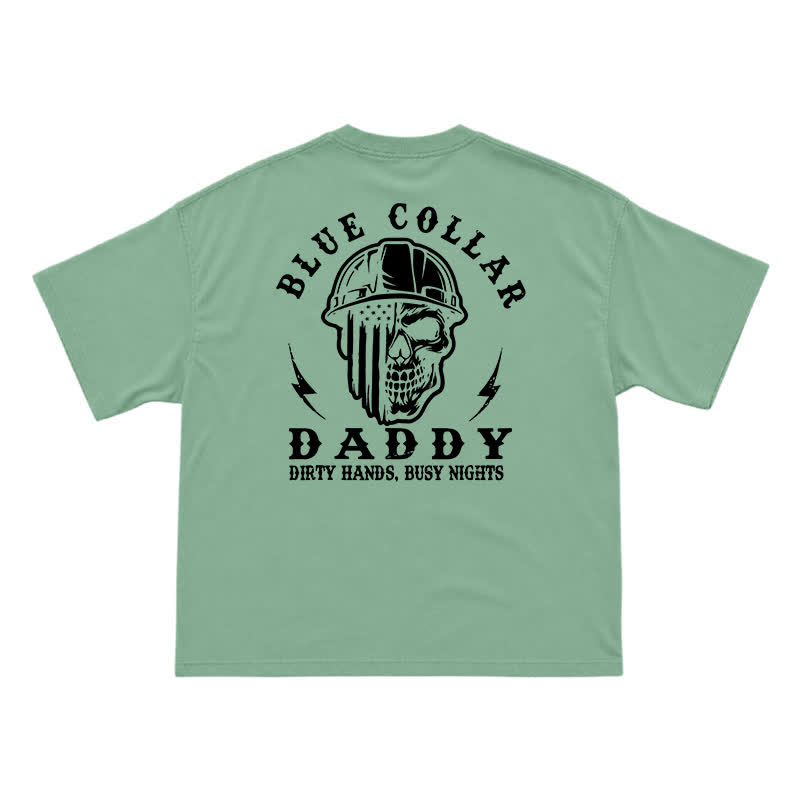 Retro Industrial Helmet Skull Loose Fit Streetwear Graphic T-Shirt - Light Green - US16-18(2XL) - image 7