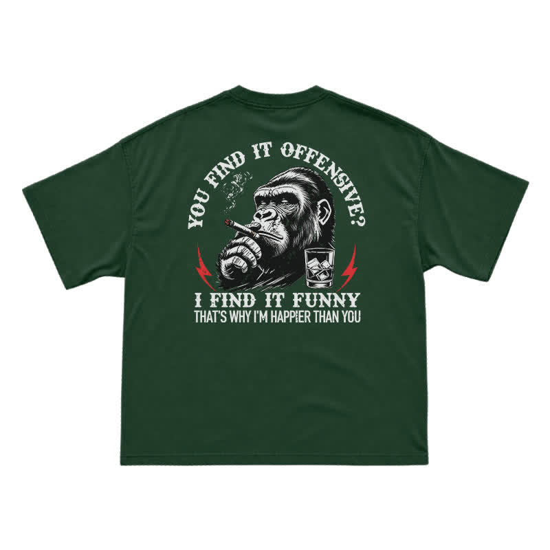 You Find It Offensive? I Find It Funny – Funny Gorilla Cigar T-Shirt for Men, Sarcastic Humor Graphic Tee - Green - US16-18(2XL) - image 12