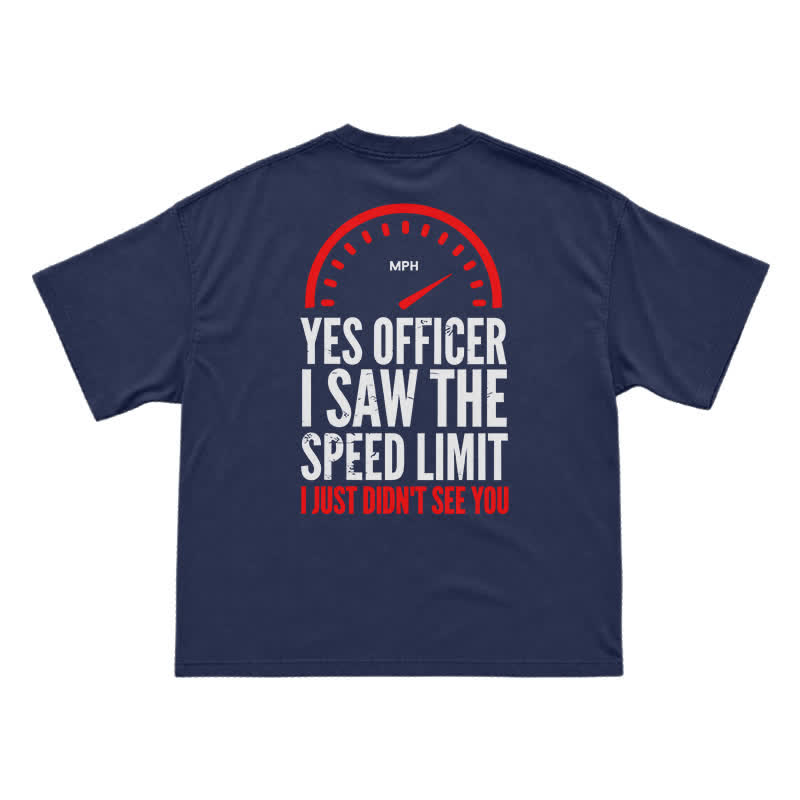 Yes Officer Speed Limit Joke Back Graphic T-Shirt - Navy Blue - US16-18(2XL) - image 12