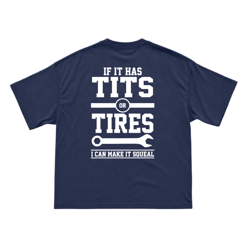 Workwear Inspired Mechanic Humor Oversized Back Graphic T-Shirt - Navy Blue - US16-18(2XL) - image 13