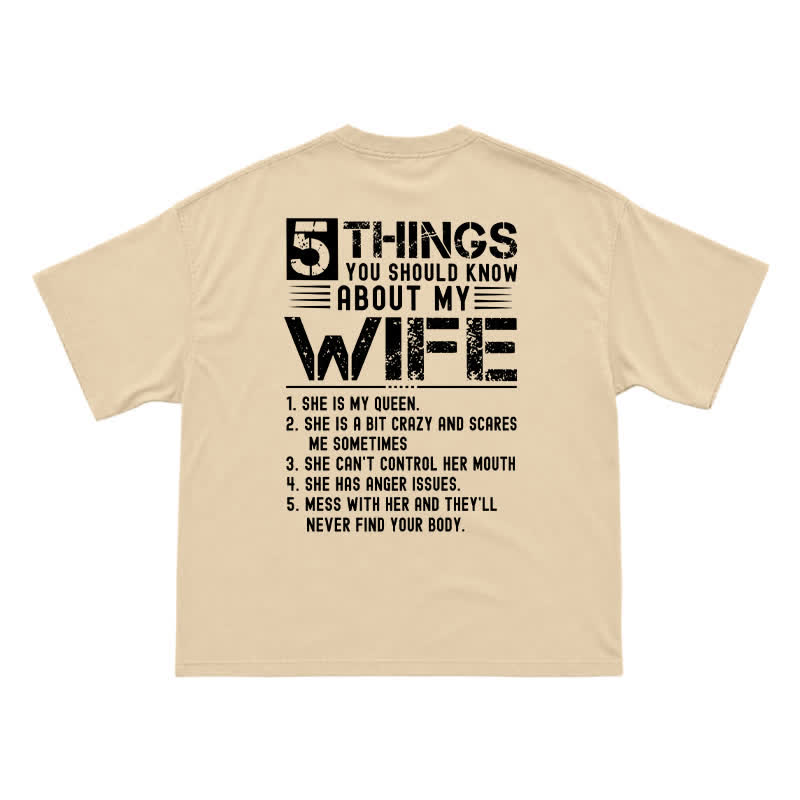 Humorous My Wife Warning Back Graphic Boxy Crew Neck Gift T Shirt - Apricot - US16-18(2XL) - image 10