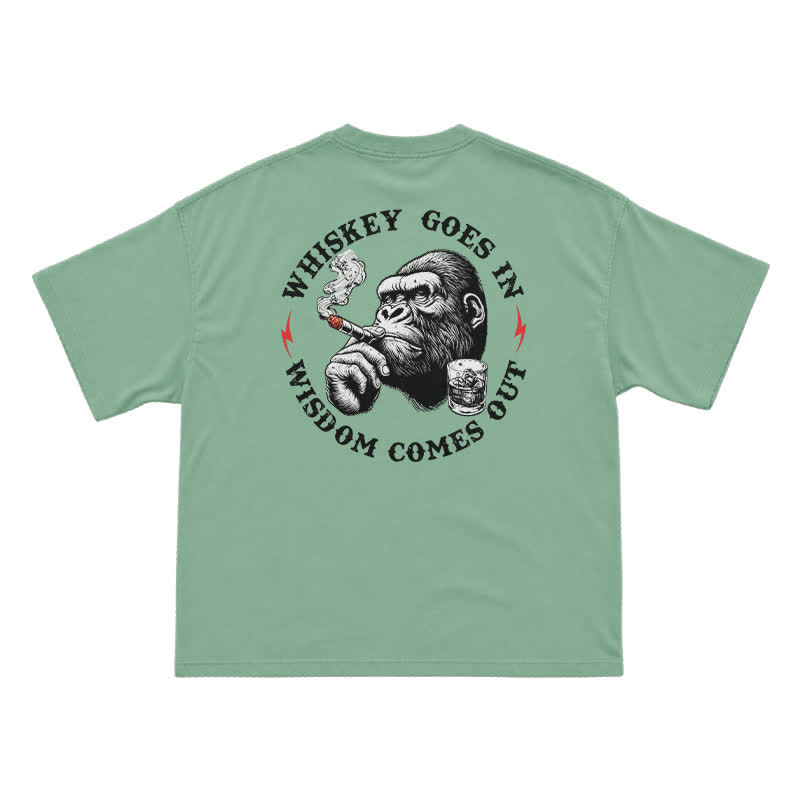 Whiskey Goes In Wisdom Comes Out Funny T-Shirt for Men - Light Green - US16-18(2XL) - image 6
