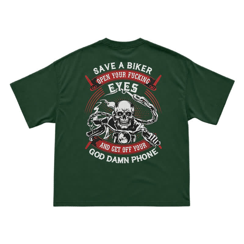 Rebel Skull Rider Back Graphic Oversized Streetwear T-Shirt - Green - US16-18(2XL) - image 5
