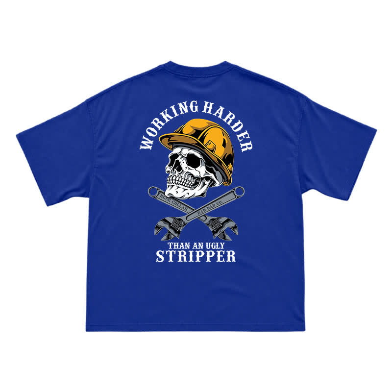 Blue Collar Skull and Wrench Oversized Back Graphic T-Shirt - Blue - US16-18(2XL) - image 15