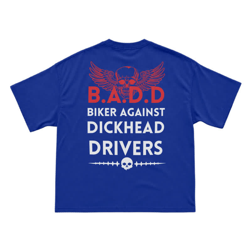 Biker Against Dickhead Drivers Statement Graphic T-Shirt - Blue - US16-18(2XL) - image 15