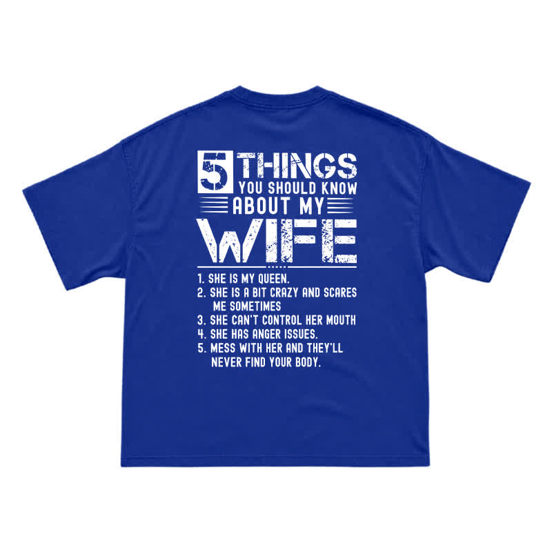 Humorous My Wife Warning Back Graphic Boxy Crew Neck Gift T Shirt - Blue - US16-18(2XL) - image 14