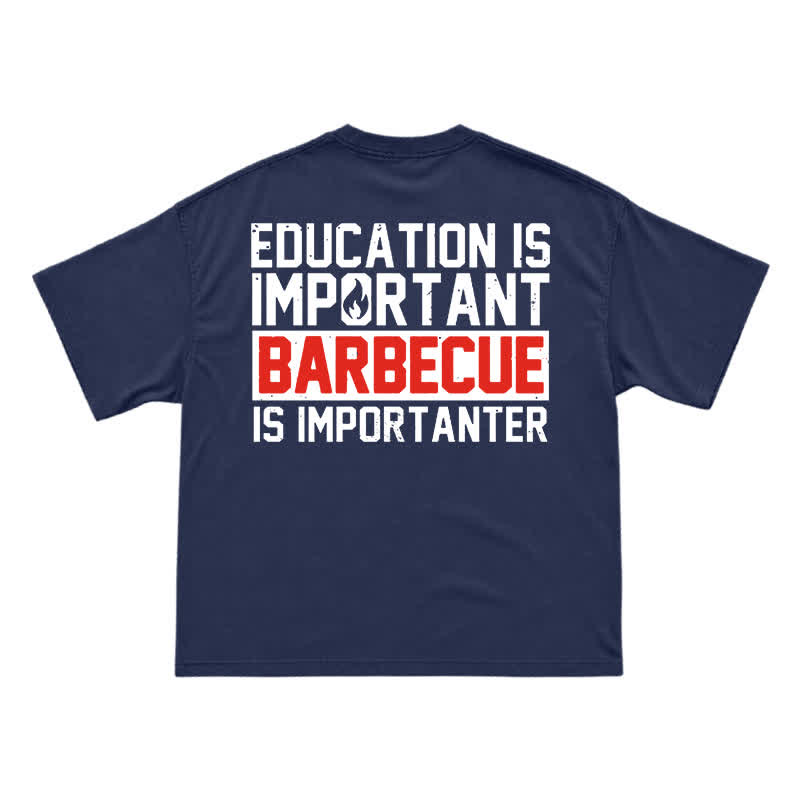 Street Casual Barbecue Slogan Back Print Unisex T-Shirt - Navy Blue - US16-18(2XL) - image 10