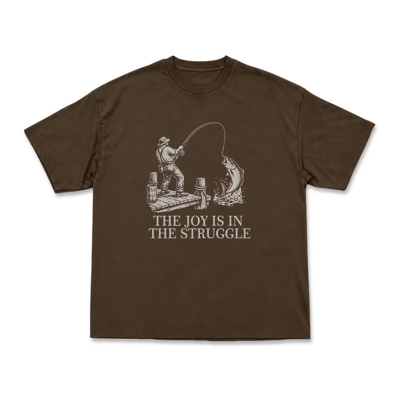 Fishing Long Sleeve T-Shirt, The Joy Is In The Struggle Angler Graphic Tee, Vintage Fisherman Gift, Outdoors Enthusiast Apparel, Retro - Coffee - US16-18(2XL) - image 12