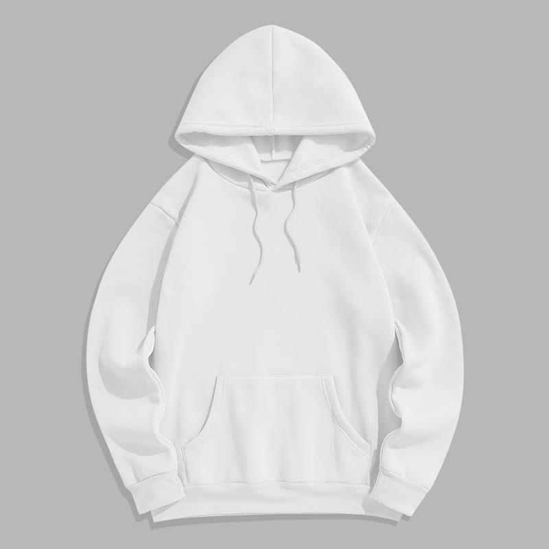 100% Cotton Solid Color Hooded Drawstring Casual Fleece Hoodie - White - 2XL - image 18