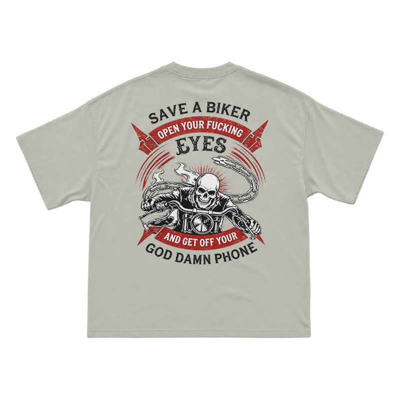 Street Moto Skull Rider Oversized Back Graphic T-Shirt - Warm Grey - US16-18(2XL) - image 6