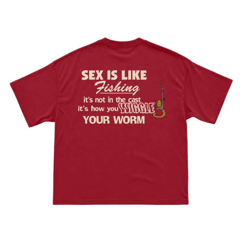 Wiggle Your Worm Graphic Oversized Short Sleeve T-Shirt - Red - US16-18(2XL) - image 14