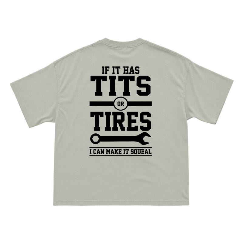 Workwear Inspired Mechanic Humor Oversized Back Graphic T-Shirt - Warm Grey - US16-18(2XL) - image 5