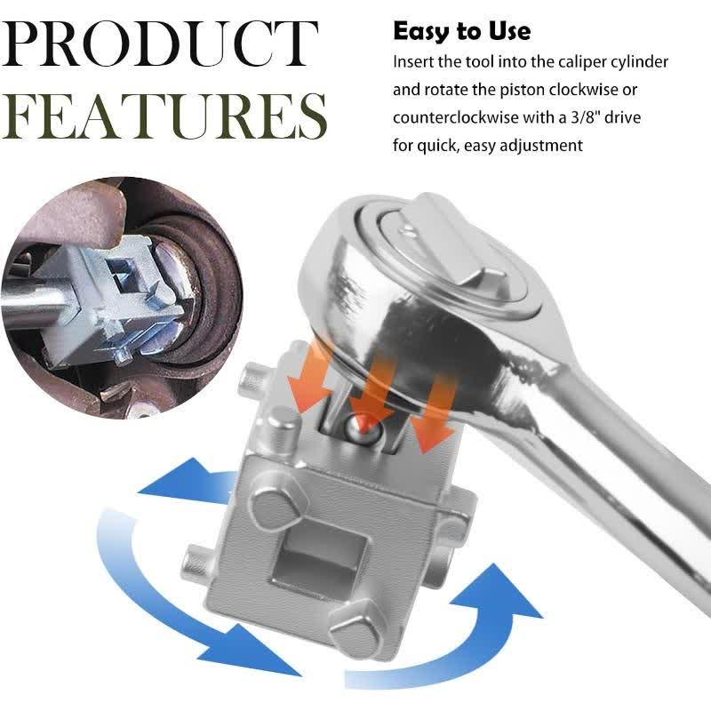 Car Cube Brake Caliper Compression Tool with 3/8" Square Drive Hole,6 Sides Brake Piston Tool for Adjusting Pistons,Steel Car Accessories Rear Brakes Caliper Tools for Disc Brakes - image 6