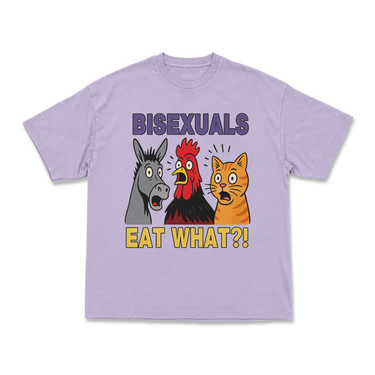 Bisexuals Eat What?! Cartoon Animal Graphic T-Shirt - Purple - US16-18(2XL) - image 9
