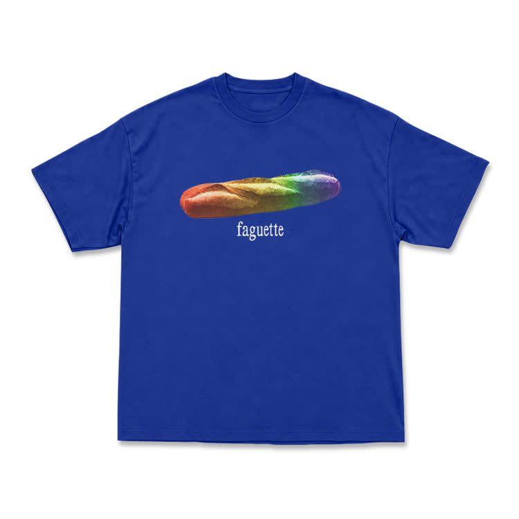 Playful Rainbow Baguette Graphic T-Shirt - Blue - US16-18(2XL) - image 3