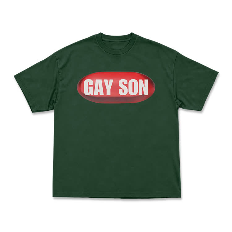 Statement Streetwear Gay Son Graphic T-Shirt - Green - US16-18(2XL) - image 12