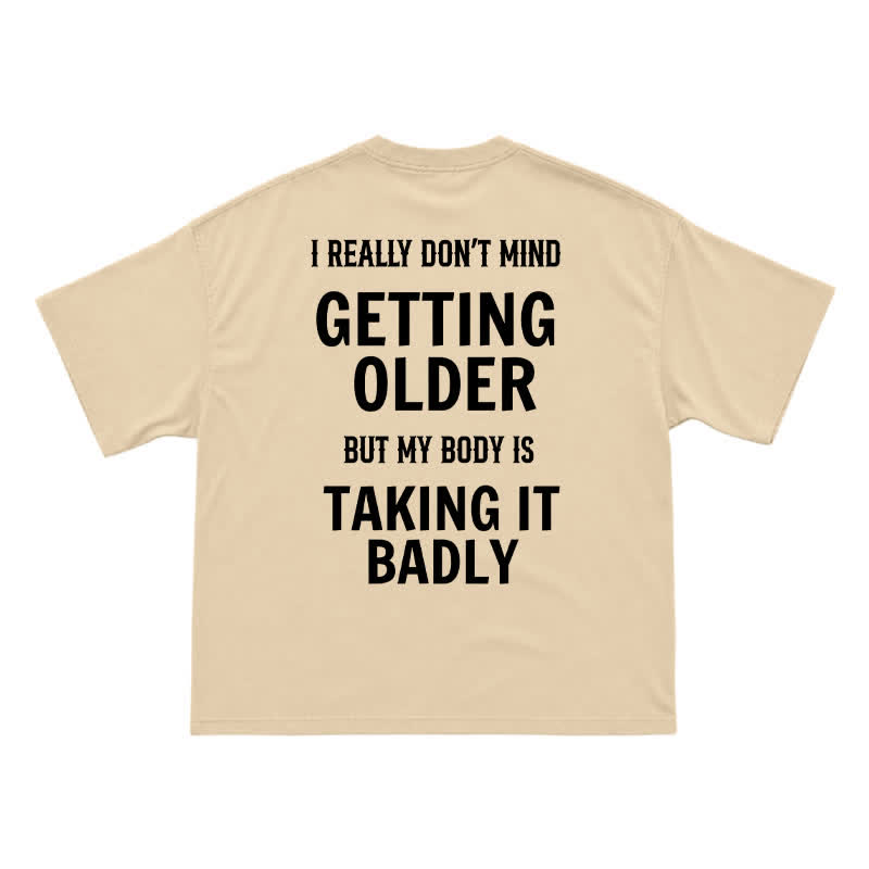 Casual Getting Older Humor Back Graphic Crew Neck T-Shirt - Apricot - US16-18(2XL) - image 5