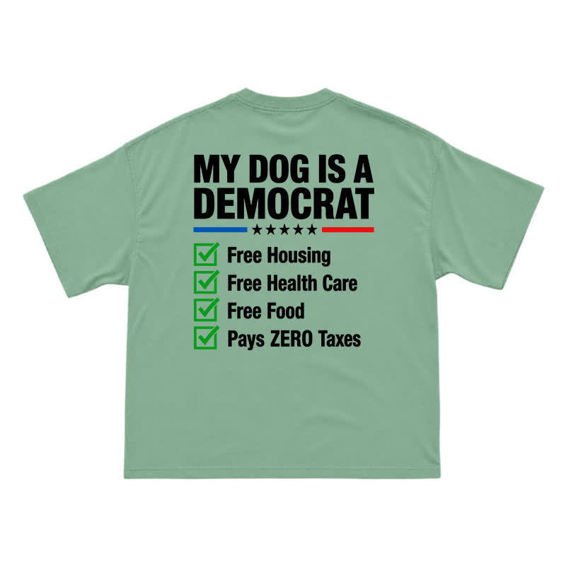 Everyday Crew Neck My Dog Is a Democrat Back Graphic T-Shirt - Light Green - US16-18(2XL) - image 13