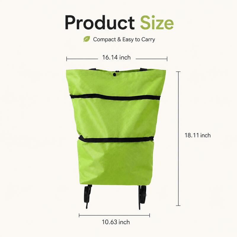 Foldable Shopping Trolley Bag with Wheels, Portable Reusable Grocery Tote - image 8