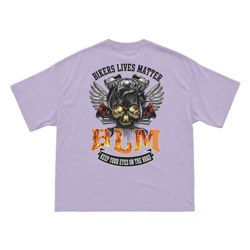 BLM Flame Engine Skull Oversized Motorcycle Streetwear T-Shirt - Purple - US16-18(2XL) - image 12