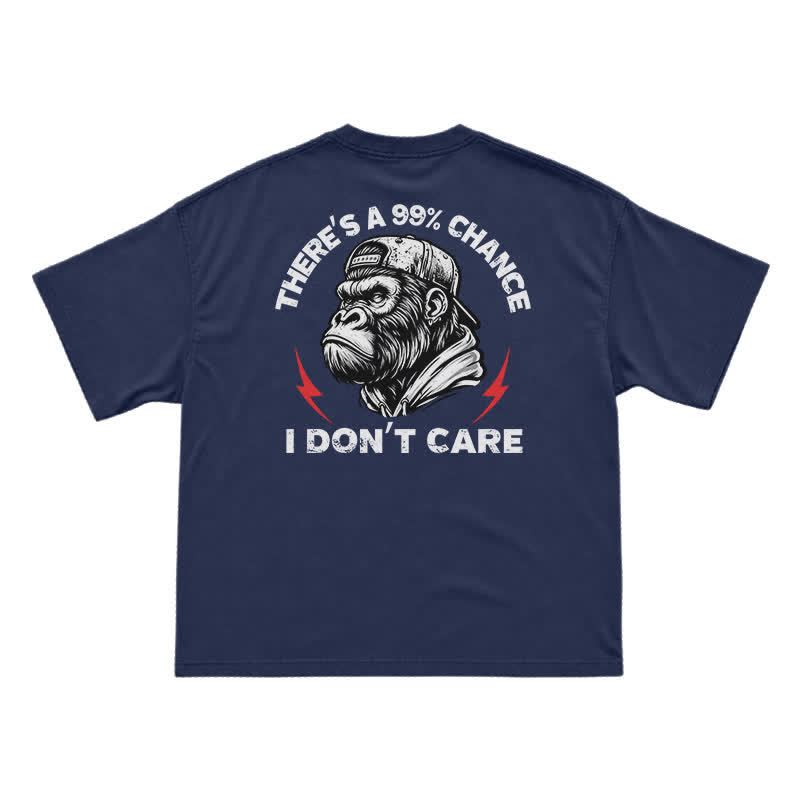 99% Chance I Don’t Care T-Shirt – Funny Gorilla Graphic Tee for Men, Sarcastic Attitude Shirt - Navy Blue - US16-18(2XL) - image 15