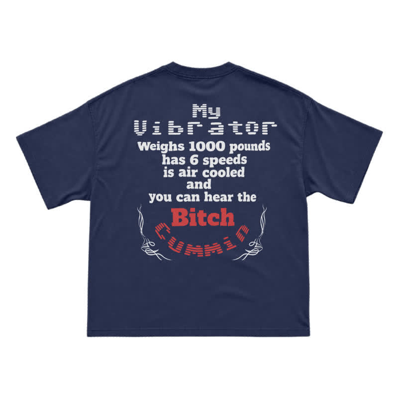 Casual Statement Back Print Crew Neck Cotton T-Shirt - Navy Blue - US16-18(2XL) - image 9