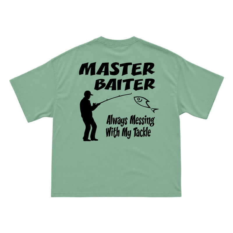 Funny Fishing Slogan Relaxed Fit Back Print T-Shirt - Light Green - US16-18(2XL) - image 5