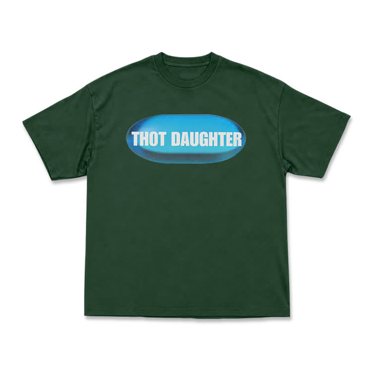Casual THOT DAUGHTER Graphic Short Sleeve T Shirt - Green - US16-18(2XL) - image 6