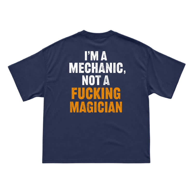 Relaxed Fit Mechanic Attitude Graphic Back Print T-Shirt - Navy Blue - US16-18(2XL) - image 14