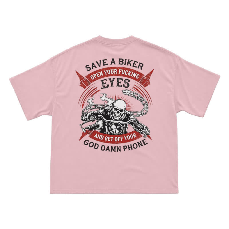 Street Moto Skull Rider Oversized Back Graphic T-Shirt - Pink - US16-18(2XL) - image 13