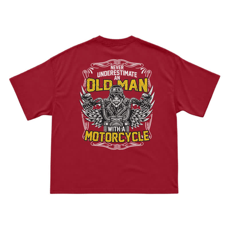 Never Underestimate an Old Man Motorcycle Graphic Cotton T-Shirt - Red - US16-18(2XL) - image 7