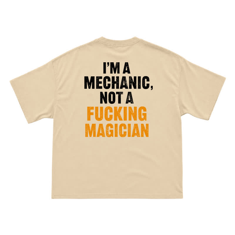 Relaxed Fit Mechanic Attitude Graphic Back Print T-Shirt - Apricot - US16-18(2XL) - image 7