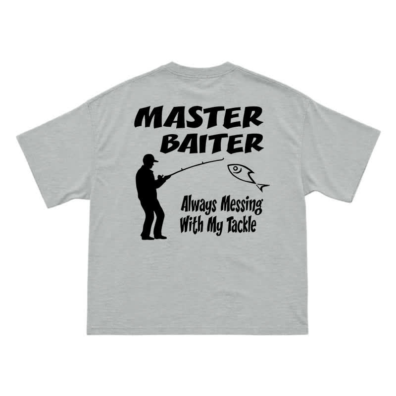 Funny Fishing Slogan Relaxed Fit Back Print T-Shirt - Grey - US16-18(2XL) - image 11