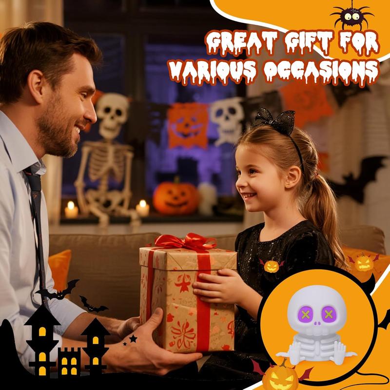 Halloween Skull Night Light, Silicone Skeleton Lamp with & Adjustable Warm Light, Touch Control LED Bedside Lamp, Halloween Room Decor, Summerween Party Decoration, Birthday & Christmas Gift