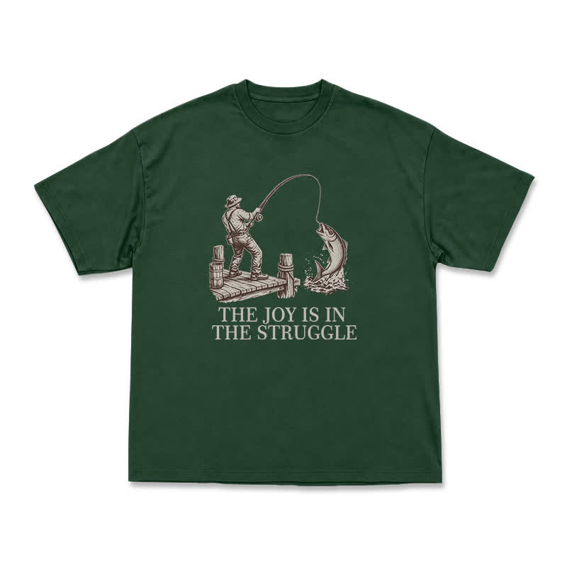 Fishing Long Sleeve T-Shirt, The Joy Is In The Struggle Angler Graphic Tee, Vintage Fisherman Gift, Outdoors Enthusiast Apparel, Retro - Green - US16-18(2XL) - image 7