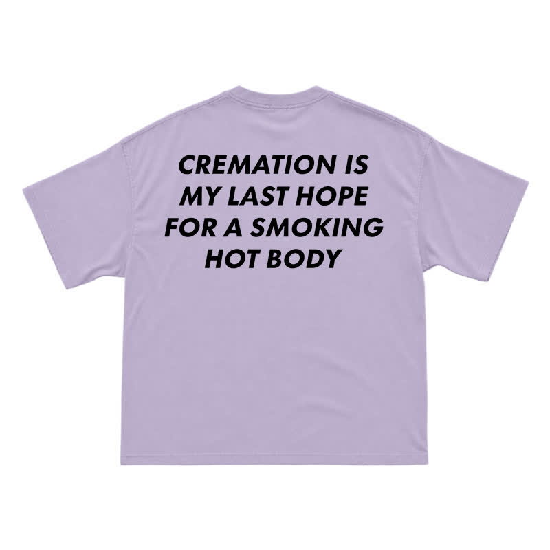 Edgy Cremation Back Graphic Loose Drop Shoulder Short Sleeve T-Shirt - Purple - US16-18(2XL) - image 8