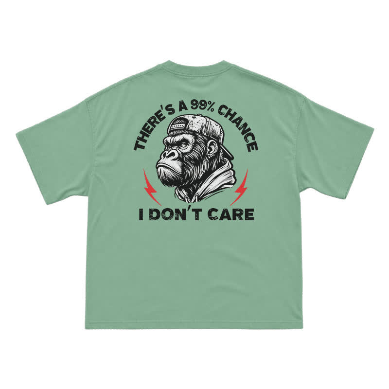 99% Chance I Don’t Care T-Shirt – Funny Gorilla Graphic Tee for Men, Sarcastic Attitude Shirt - Light Green - US16-18(2XL) - image 4