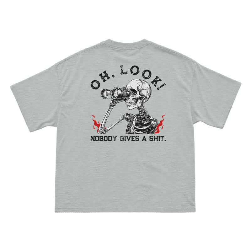 Nobody Gives A Shit Funny Skull Graphic T-Shirt for Men | Sarcastic Dark Humor Tee - Grey - US16-18(2XL) - image 10