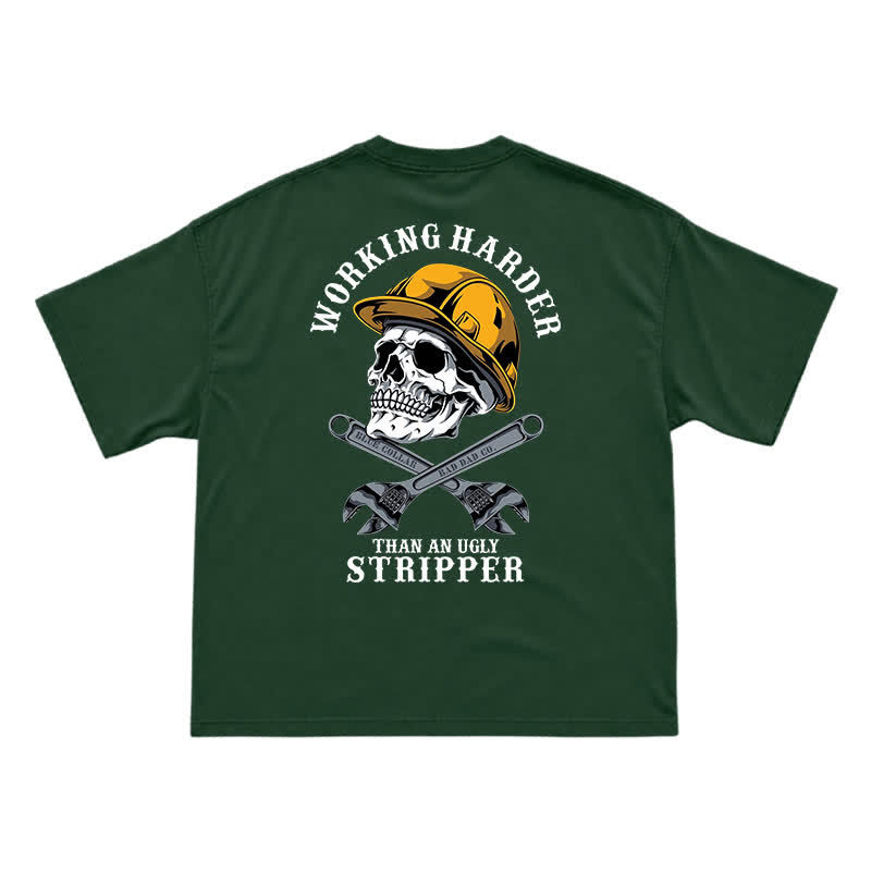Blue Collar Skull and Wrench Oversized Back Graphic T-Shirt - Green - US16-18(2XL) - image 7
