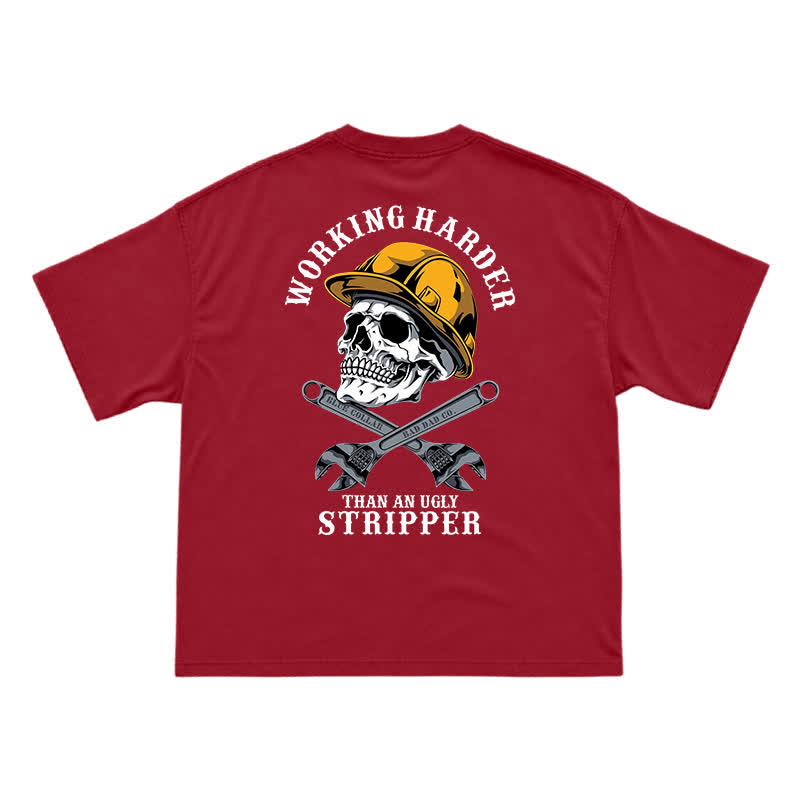 Blue Collar Skull and Wrench Oversized Back Graphic T-Shirt - Red - US16-18(2XL) - image 14