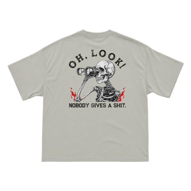 Nobody Gives A Shit Funny Skull Graphic T-Shirt for Men | Sarcastic Dark Humor Tee - Warm Grey - US16-18(2XL) - image 9