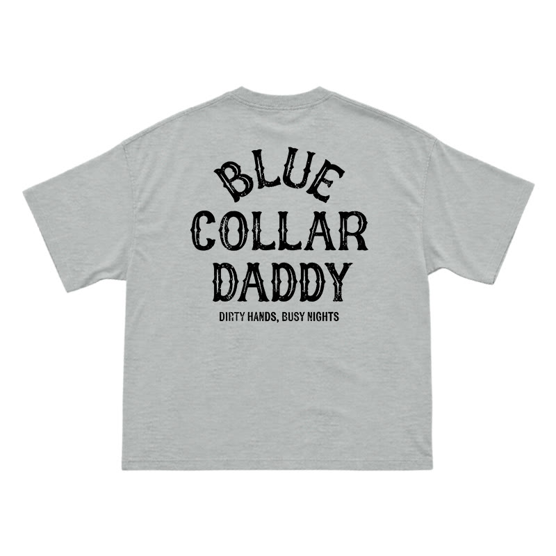 Relaxed Fit Blue Collar Daddy Distressed Slogan T-Shirt - Grey - US16-18(2XL) - image 8