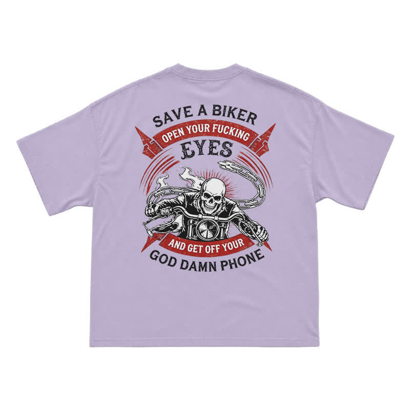 Street Moto Skull Rider Oversized Back Graphic T-Shirt - Purple - US16-18(2XL) - image 11