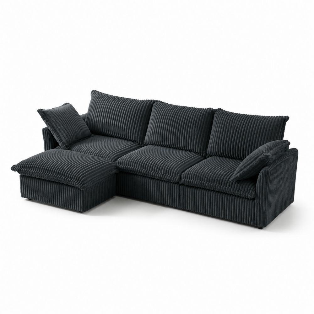 Modulares Sofa L-Form Cordstoff Anthrazit