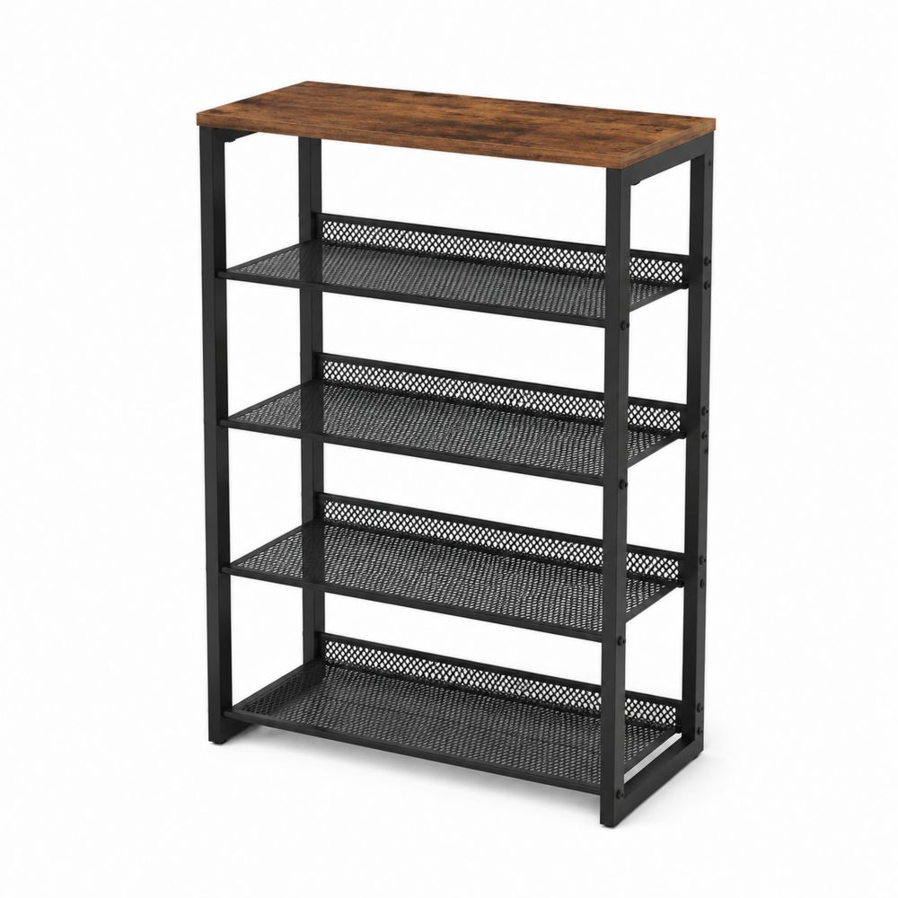 Metall-Schuhregal mit 5 Ebenen Schwarz/Braun